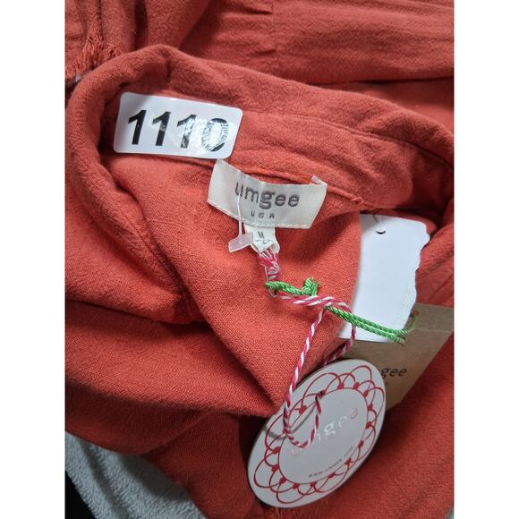 Umgee Nwt Women's size Medium Linen Boho Tiered Milkmaid Raw Hem Western Dress - Picture 7 of 11